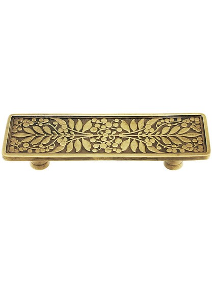 Mountain Ash Drawer Pull - 3 inch Center to Center in Antique Brass.
